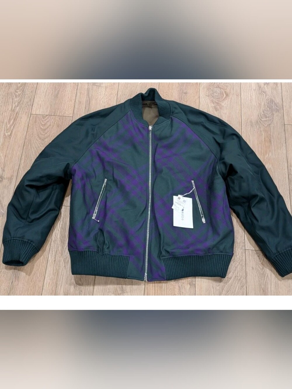 $2780 Mens Burberry Reversible Bomber Jacket Deep Royal IP Check 2XL